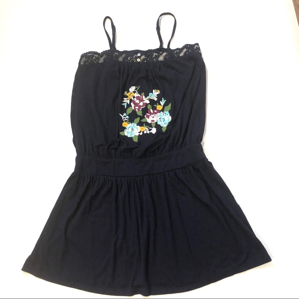 Truly Me Navy Stretch Embroidered Mini Dress